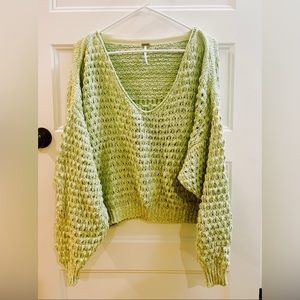 FREE PEOPLE Oversize Coconut V-Neck Sweater